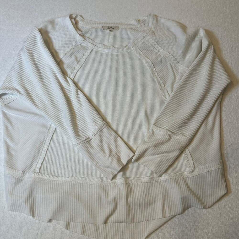 Chelsea & Violet L/S Womens XL Waffle Oversized Shirt Cream White - Picture 9 of 9
